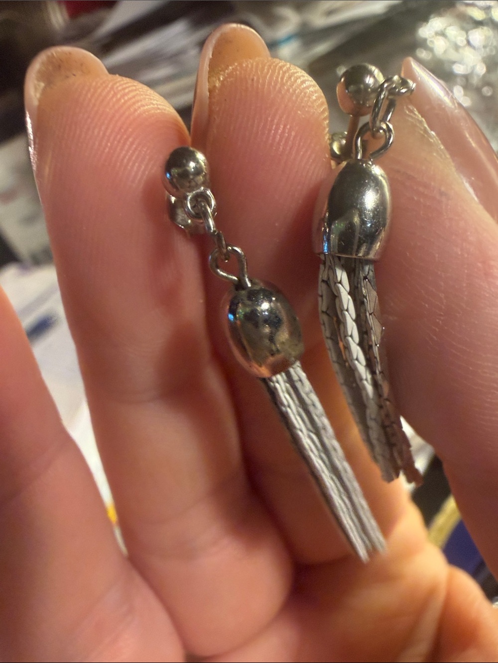 Silver Tassel Drop Earrings with Braided Strands